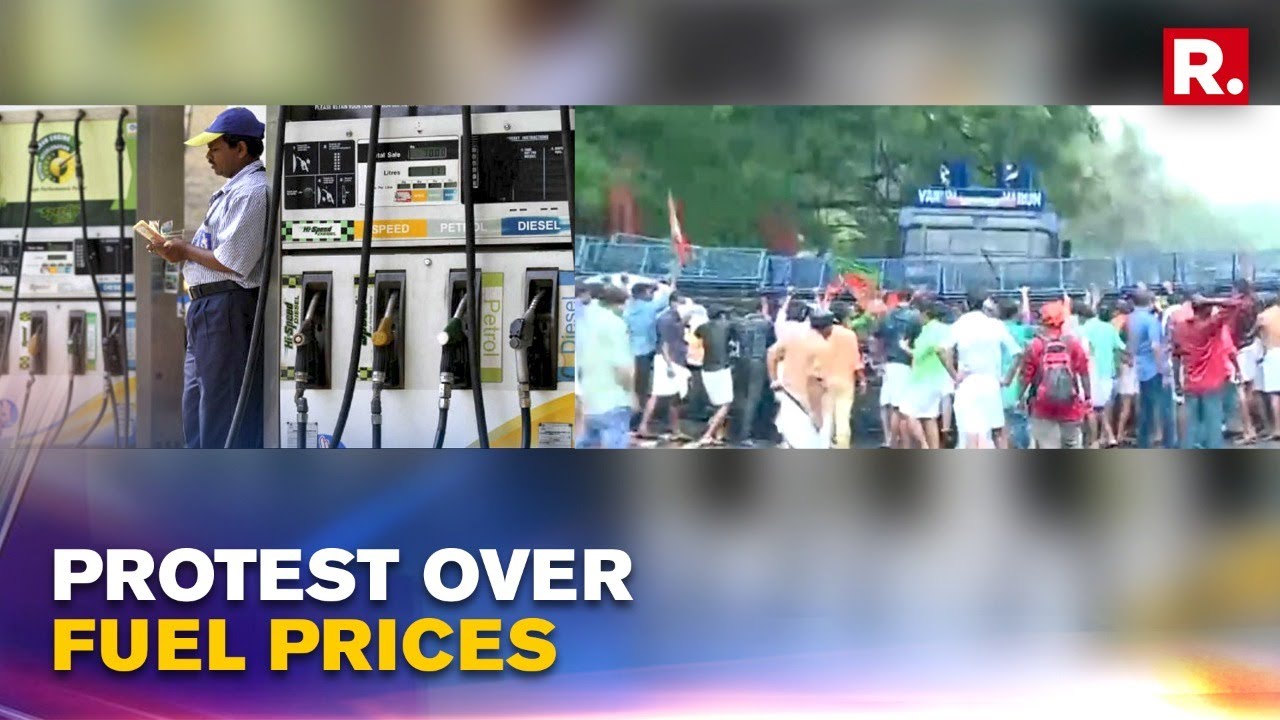 Water Cannon Used On BJP Workers In Kerala For Protesting Against Fuel Prices