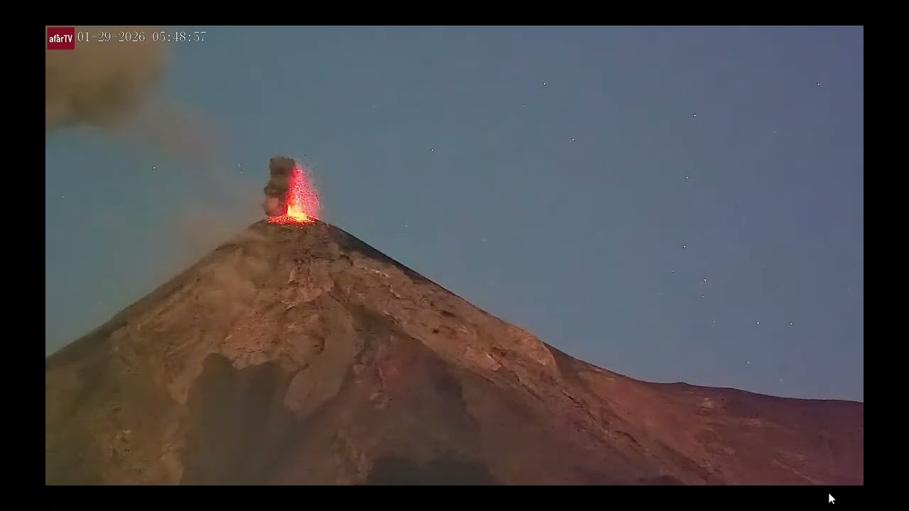 Orbs Flying By An Erupting Fuego Volcano