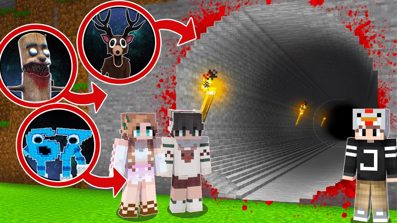 We Found Scary Tunnel At Night In Minecraft!!