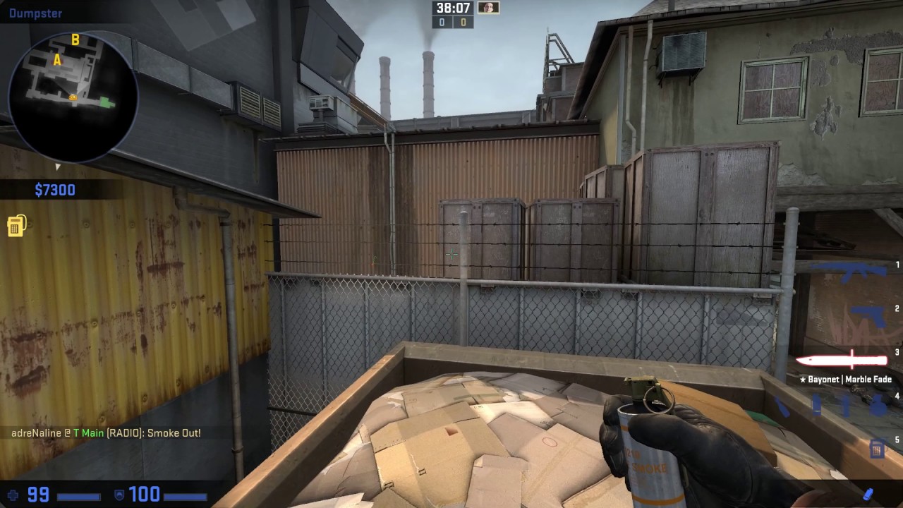 CS:GO - De_train smokes for A bomb train
