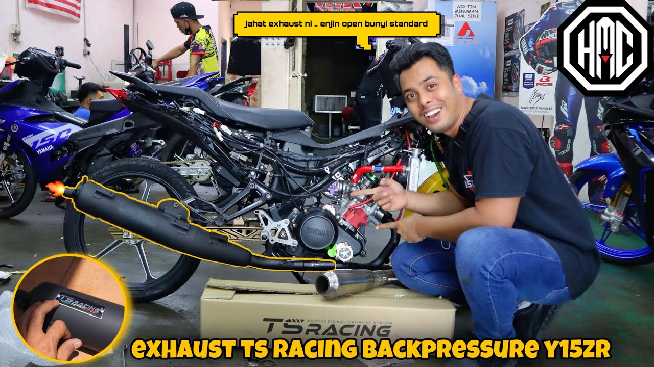 Exhaust TS RACING BACKPRESSURE Y15ZR | JAHAT EXHAUST ni !! Enjin OPEN BUNYI STANDARD !!