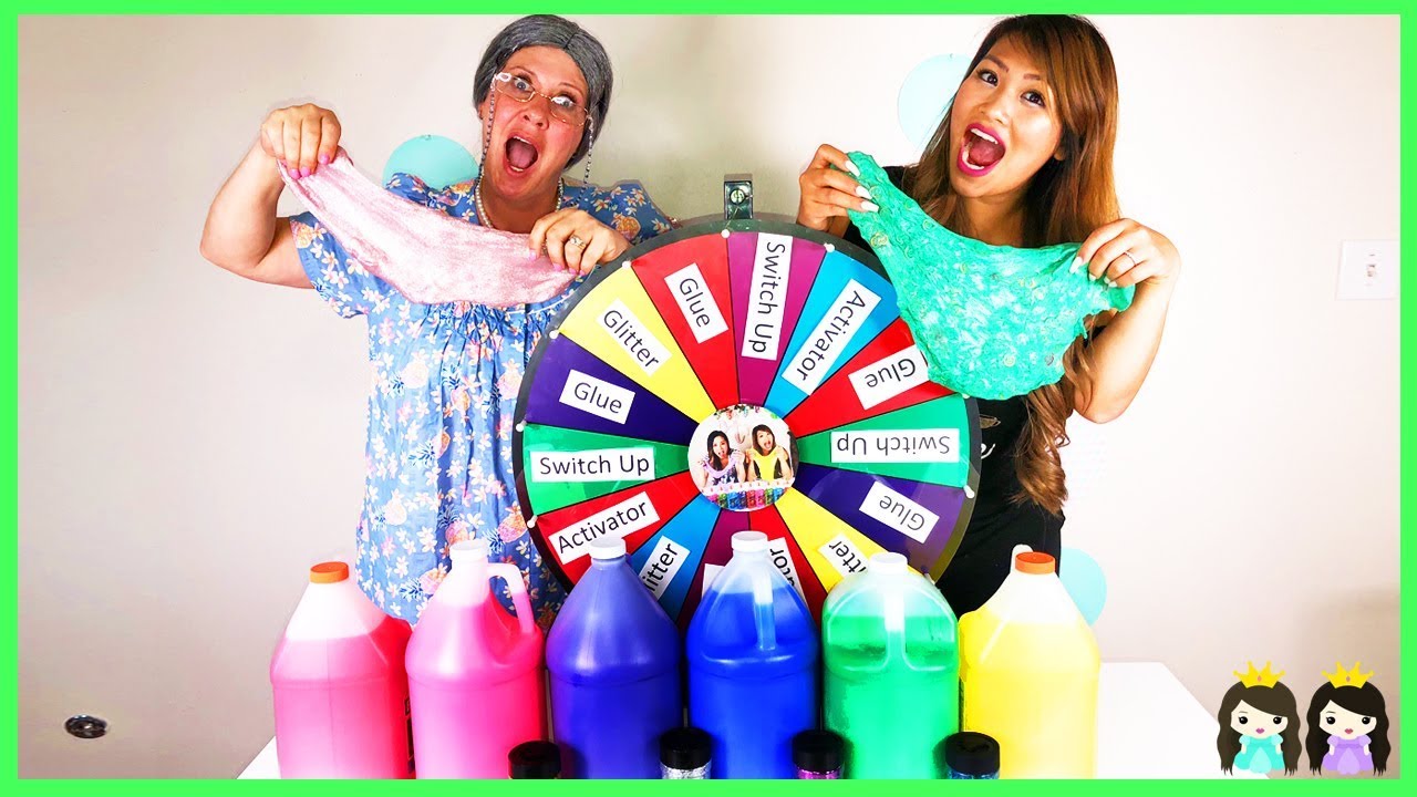 Giant Mystery Wheel 3 Colors of Slime Glue Switch Up Challenge