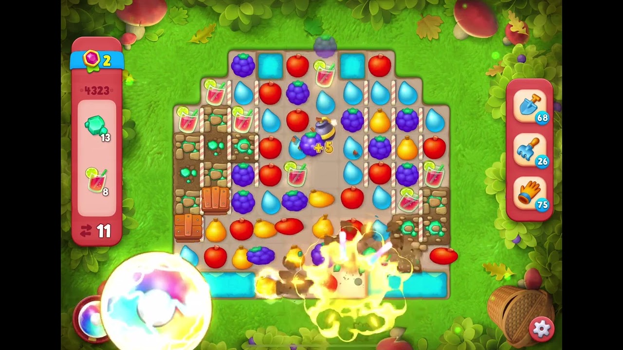 GardenScapes Level 4323 no boosters (20 moves)
