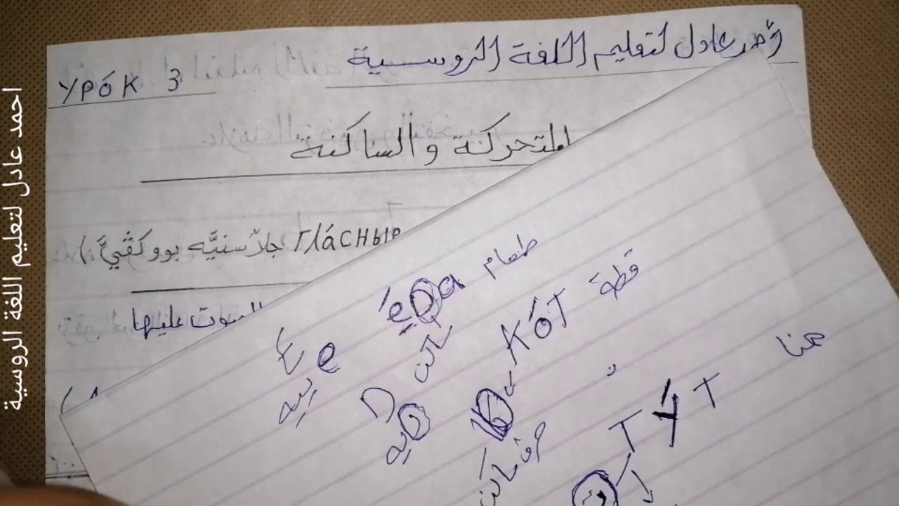 تعلم اللغة الروسية /الدرس ٣_الحروف المتحركة و الساكنة مع الأمثلة _المستوى الأول