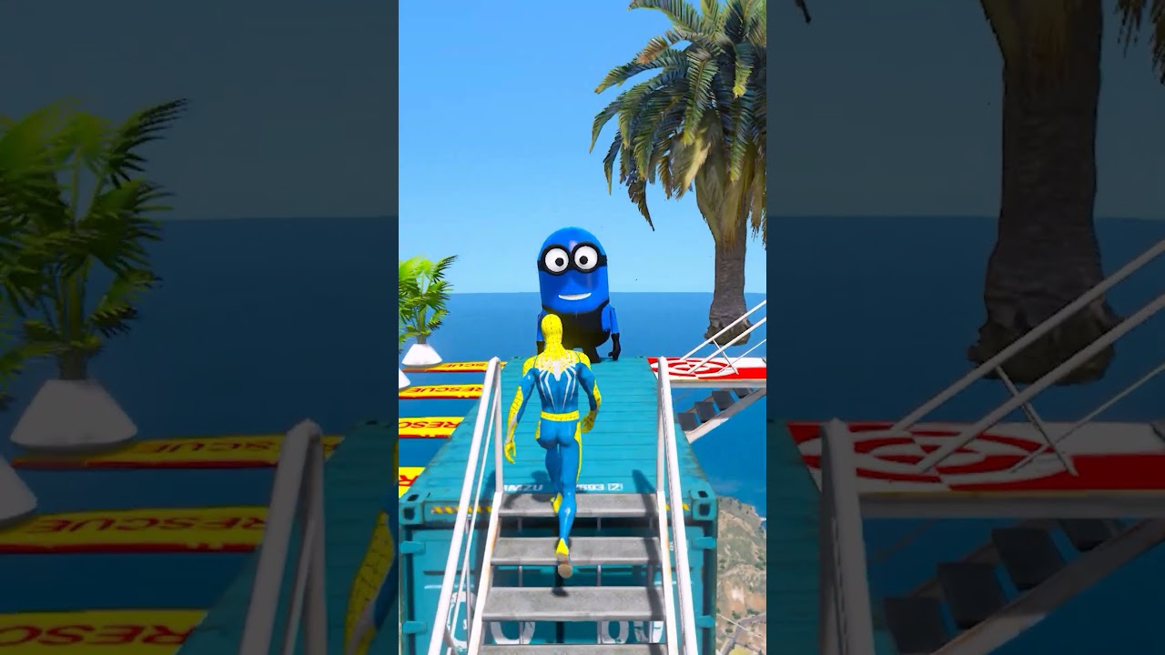 GTA V SUPERMAN RAGDOLL VS MINION RAGDOLL FAILS#shorts