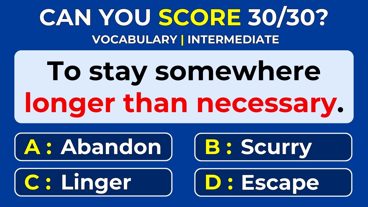 How Strong Is Your Vocabulary? Can You Score 30/30? Word Definitions | #Challenge 13