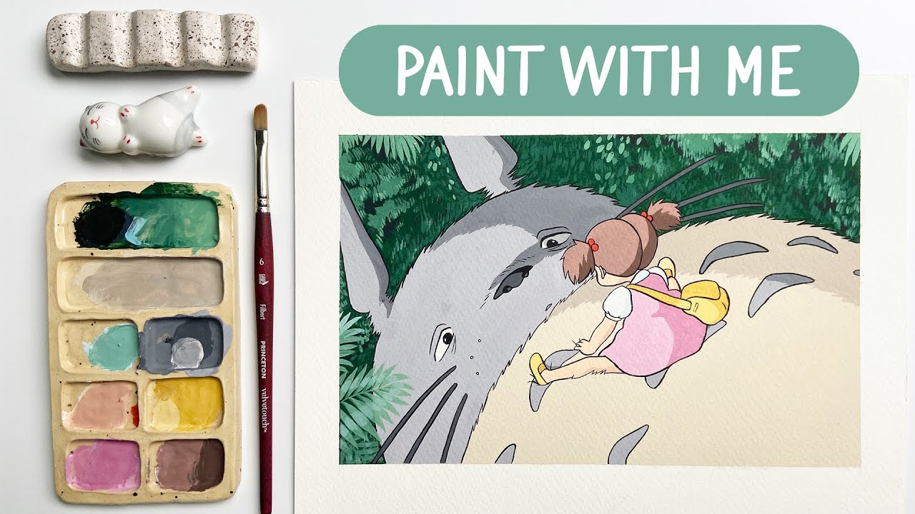🌱 Painting Studio Ghibli scenes with Jelly Gouache / My Neighbor Totoro