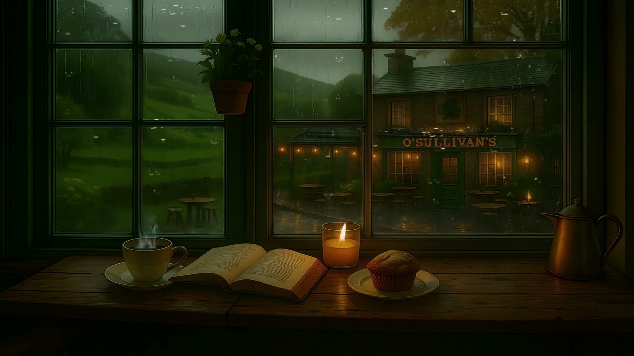 Cozy Irish Coffee Shop Ambience – Celtic Rainy Day Instrumentals
