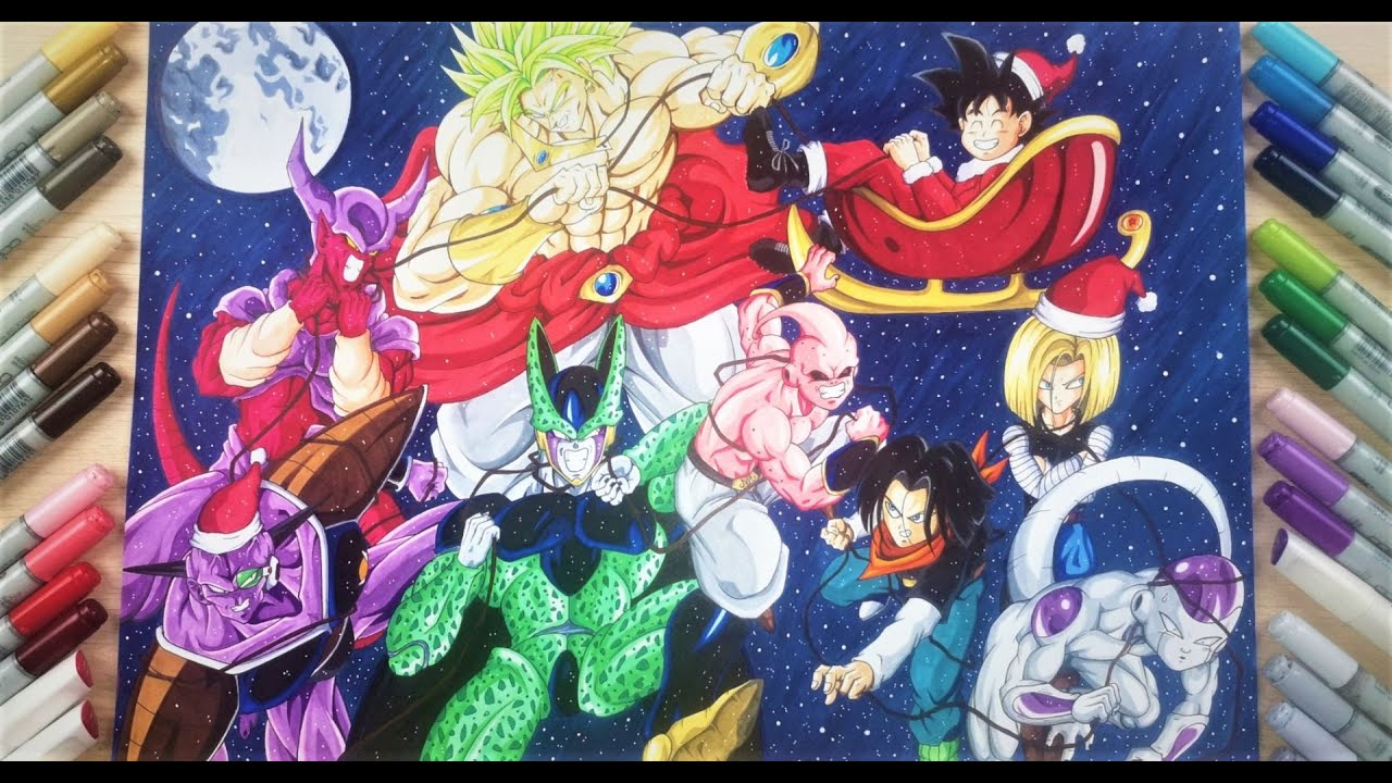 Xmas Special drawing! Goku as Santa with the Villains! | Commission #18