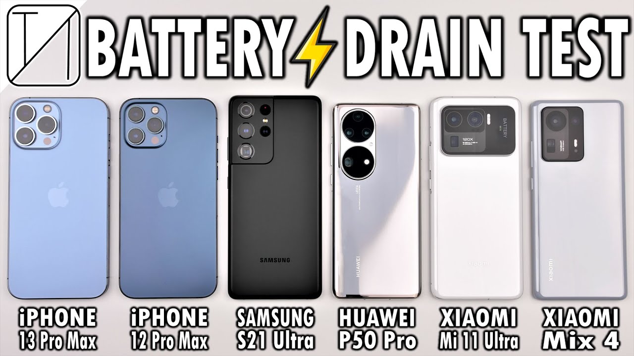 iPhone 13 Pro Max vs 12 Pro Max / S21 Ultra / P50 Pro / Mi 11 Ultra / Mix 4 Battery Life DRAIN Test!