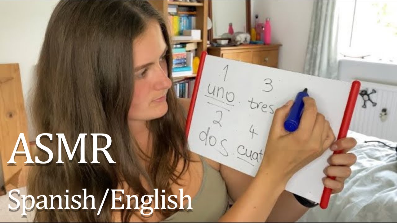 [ASMR] Señorita ASMR teaches you spanish words | Whiteboard sounds | Spanish/English