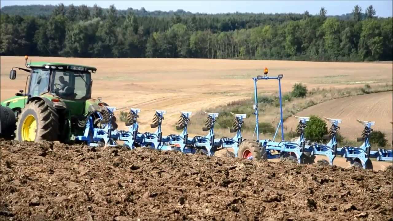 Big John Deere Ploughing with Big Plough in France !