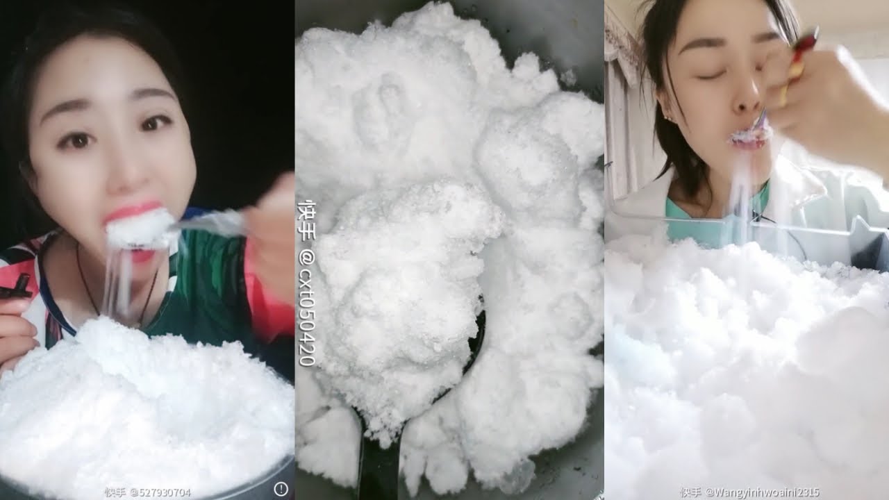 WHITE ICE ONLY EATING ASMR | BIG BITES FREEZER FROST & SHAVED ICE