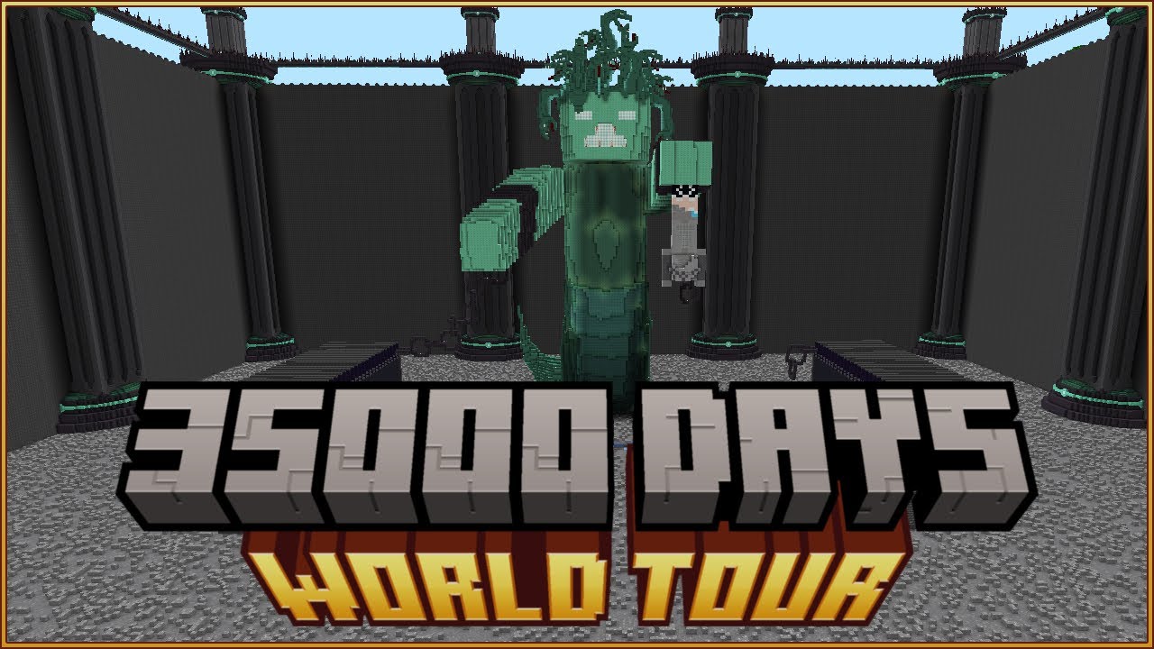 WORLD TOUR - 35,000 Days - 4.5 Years - 9,700 Hours - 80M Blocks Mined - Let's Play Minecraft Ep. 163