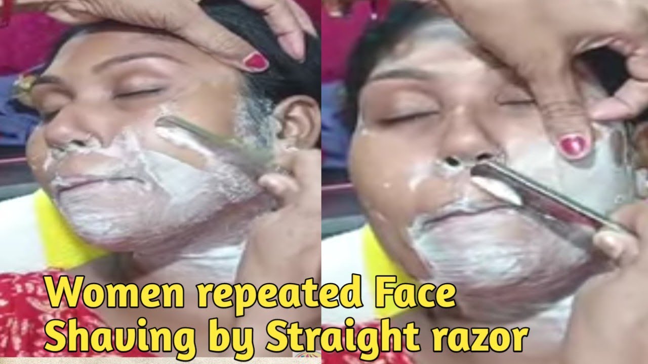 Women Repeated Face Shaving By Straight Razor || Housewife Face Clean up @SwapnasLife28