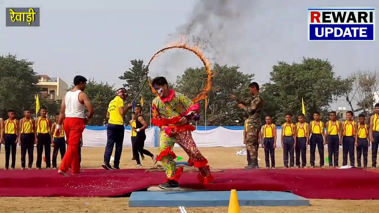 सैनिक स्कूल के बच्चों के हैरतन्गेज कारनामे, annual athletic meet sainik school rewari