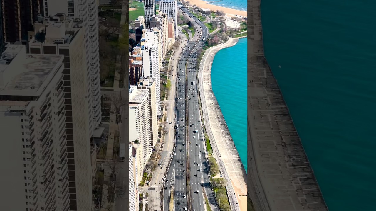 This is what a morning commute looks like on Chicago's Lake Shore Drive #360chicago #chicago