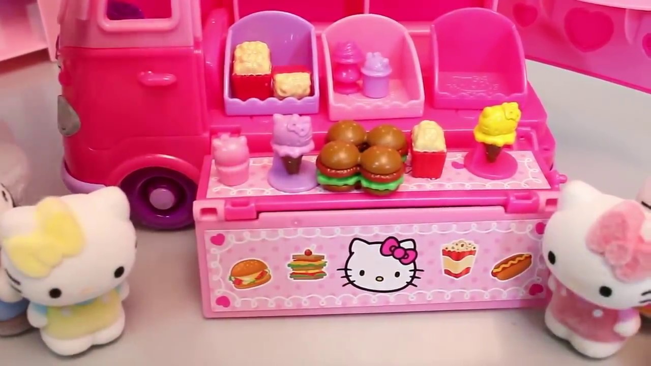Hello Kitty Camper Burger Snack Van Cars Toys - Cream Food Baby