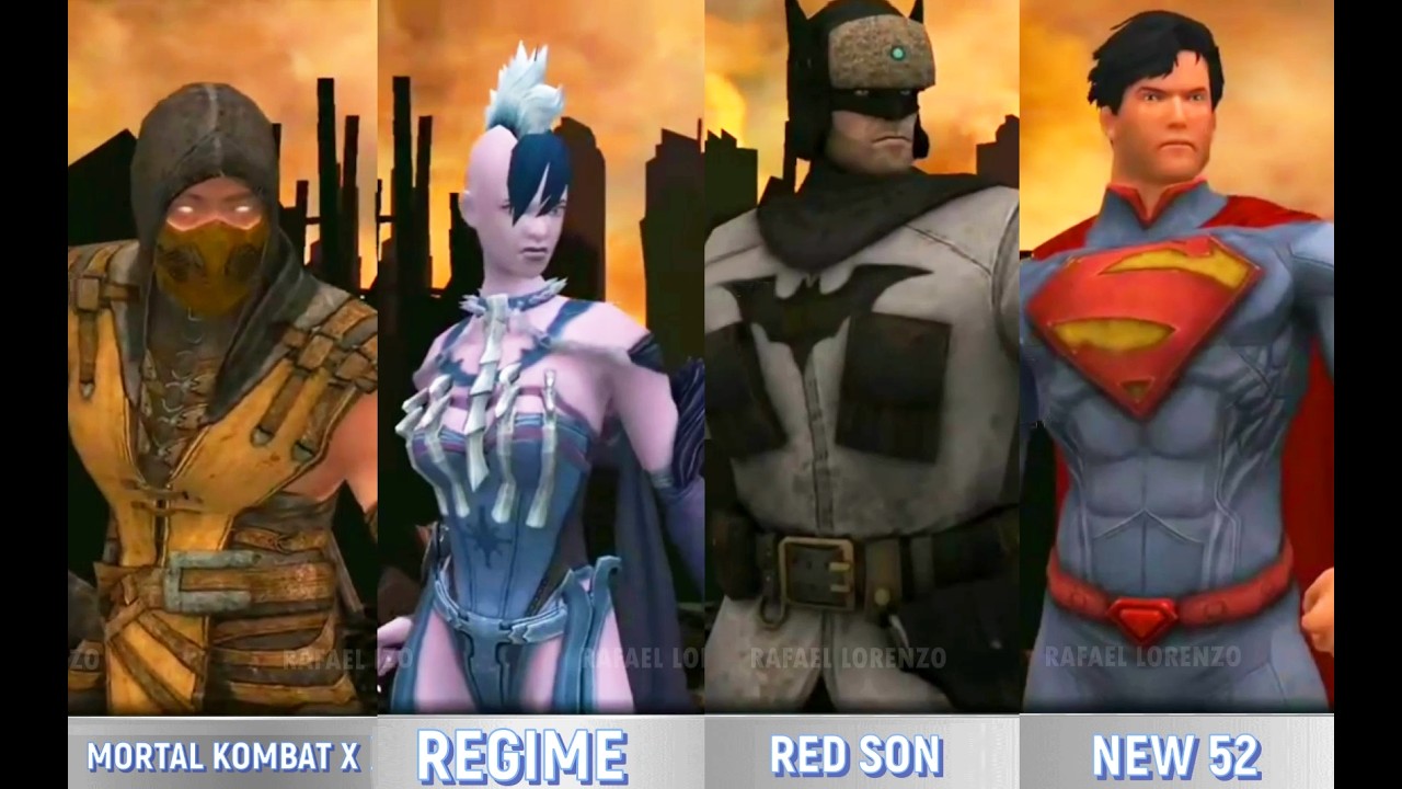 INJUSTICE - ALL Costumes Skins Mobile comparison