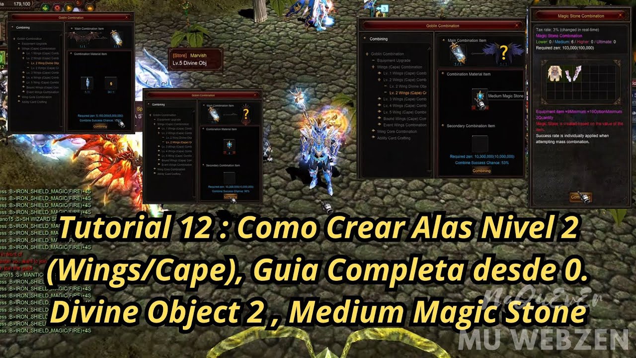 Mu Online GMO Web Zen Tutorial 12: Guía completa para crear Alas/Cape nivel 2, Medium Magic Stone