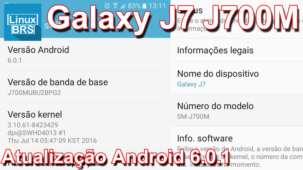 Samsung Galaxy J7 J700M recebendo Android 6.0.1 - Informa&ccedil;&otilde;es