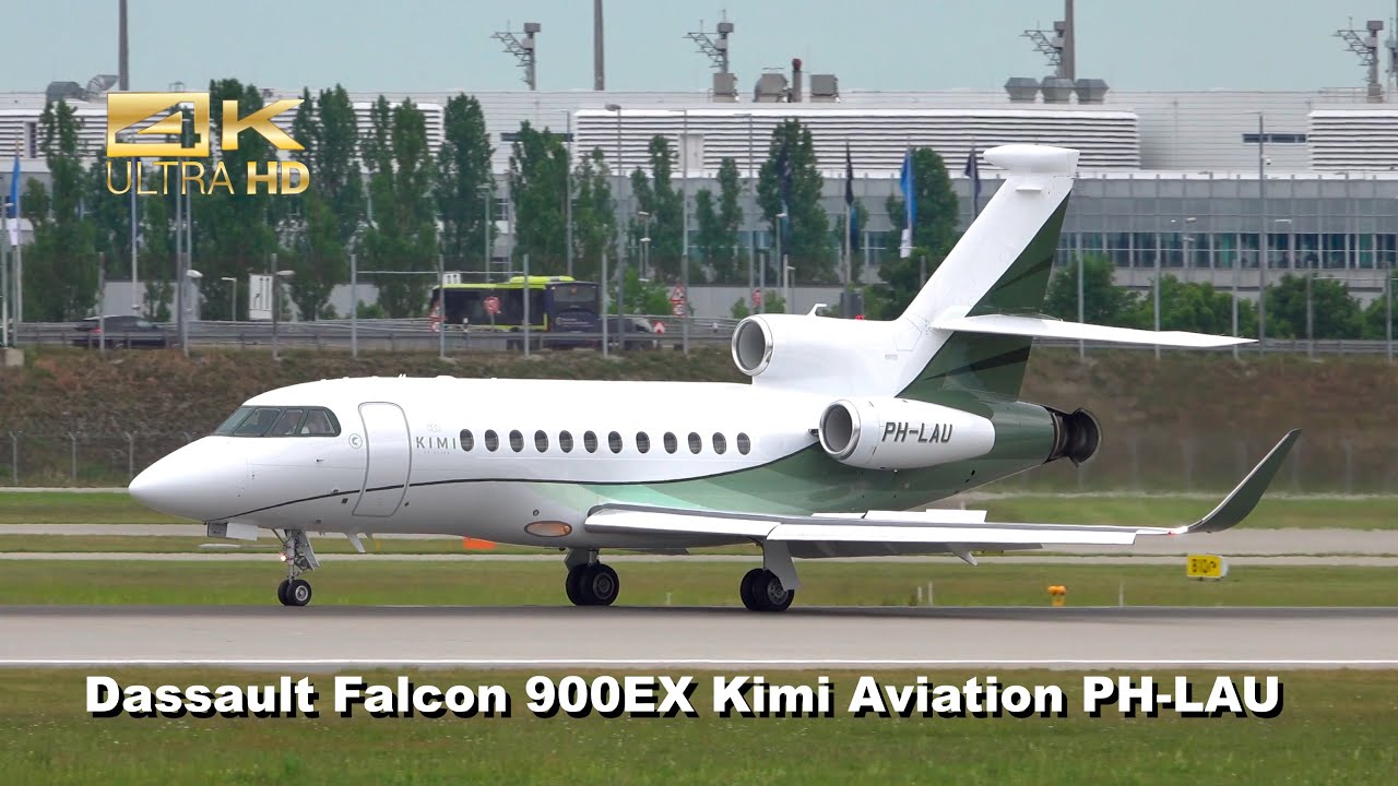 Dassault Falcon 900EX from Kimi Aviation PH-LAU arrival at Munich Airport MUC EDDM