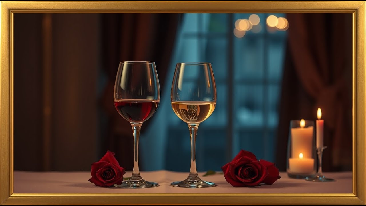 Romantic Candlelight Wine Date 🍷 Elegant Rose Aesthetic | Frame TV Ambient Art