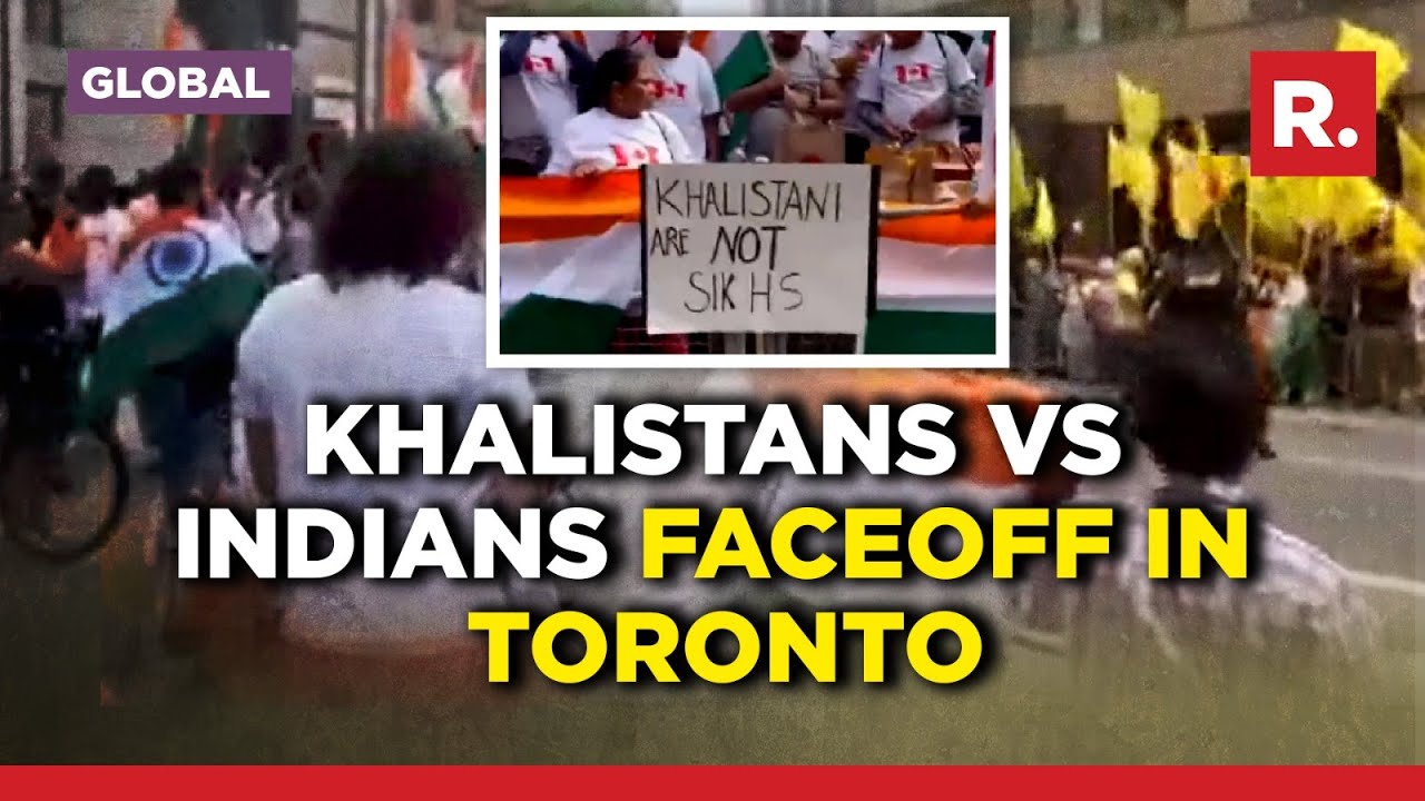 Indian Community Vs Pro-khalistani Group Protest Outside Indian Embassy In Toronto, Canada