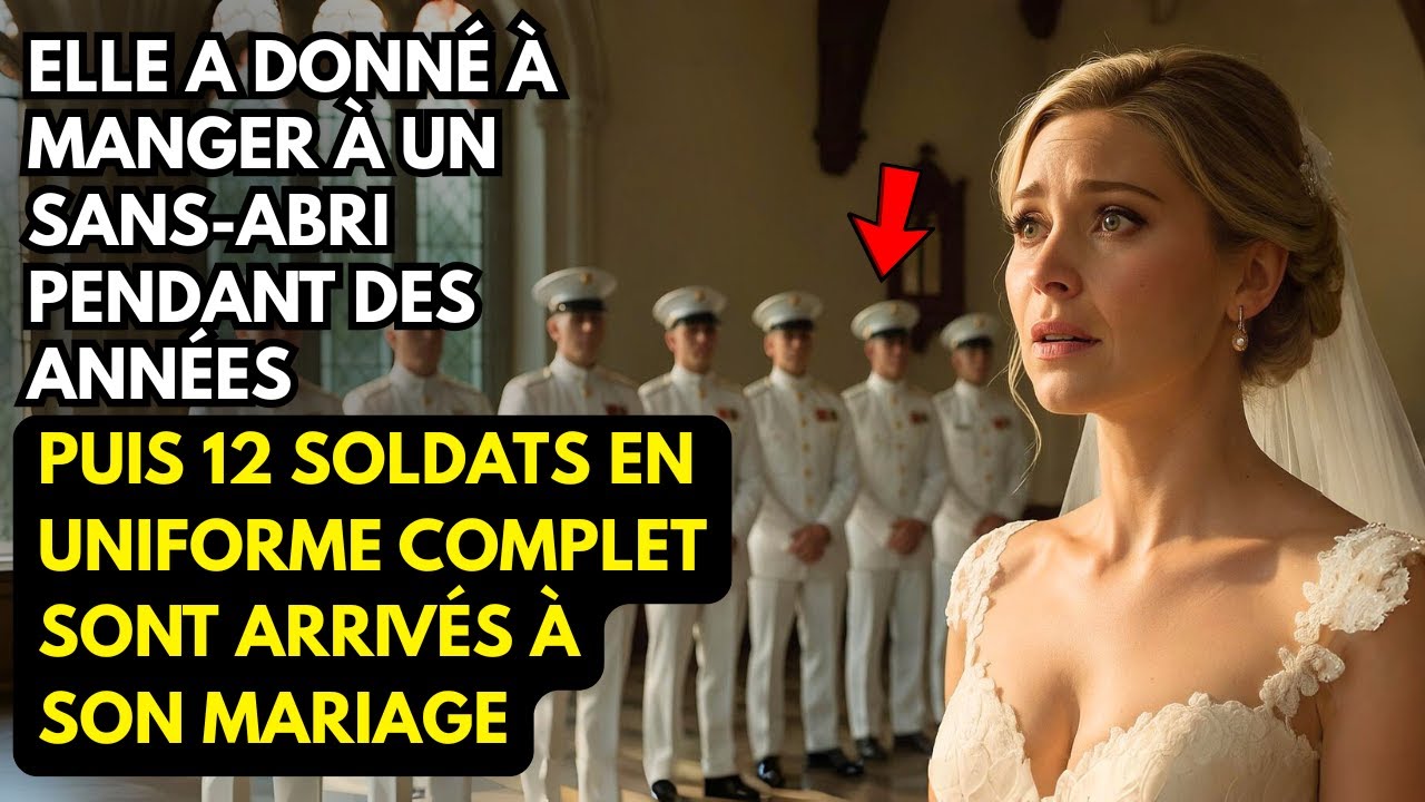 Elle a nourri un sans-abri pendant des années — 12 marines arrivent en uniforme à son mariage