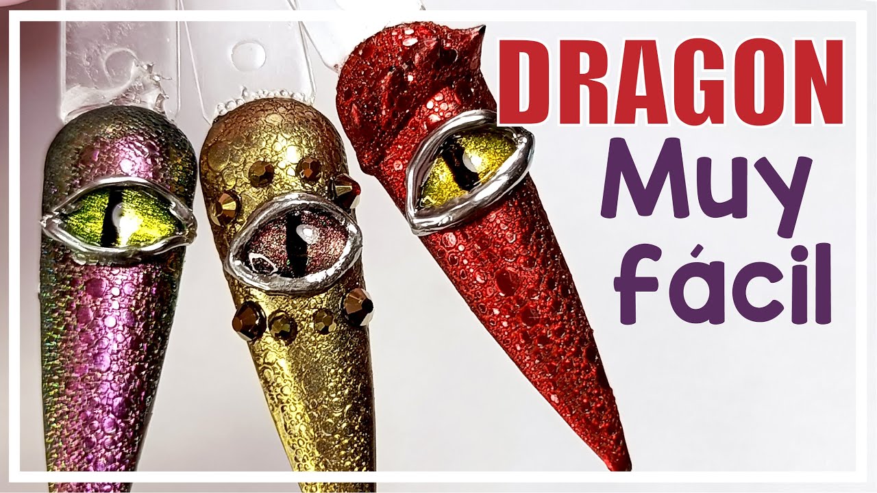 Uñas DISEÑO DRAGÓN efecto PIEL DE REPTIL | House Of The Dragon Nails | Nail art MUY FACIL | Tutorial