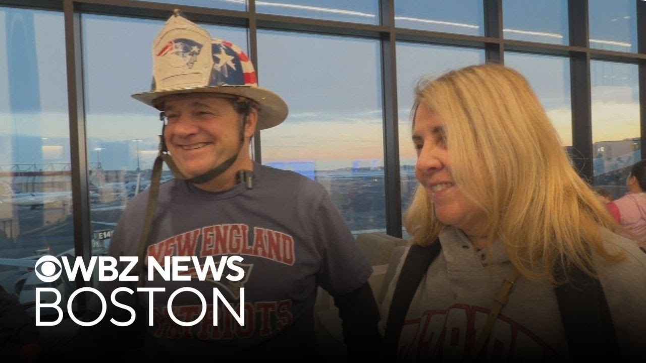 Patriots fans leave Logan Airport for Super Bowl LX