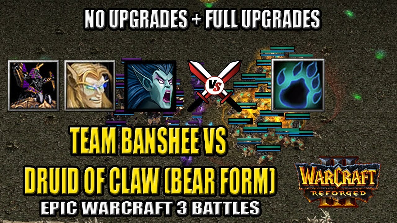 Banshee/ Priest/ Obsidian Statue vs Druid of Claw (Bear Form) - Warcraft 3
