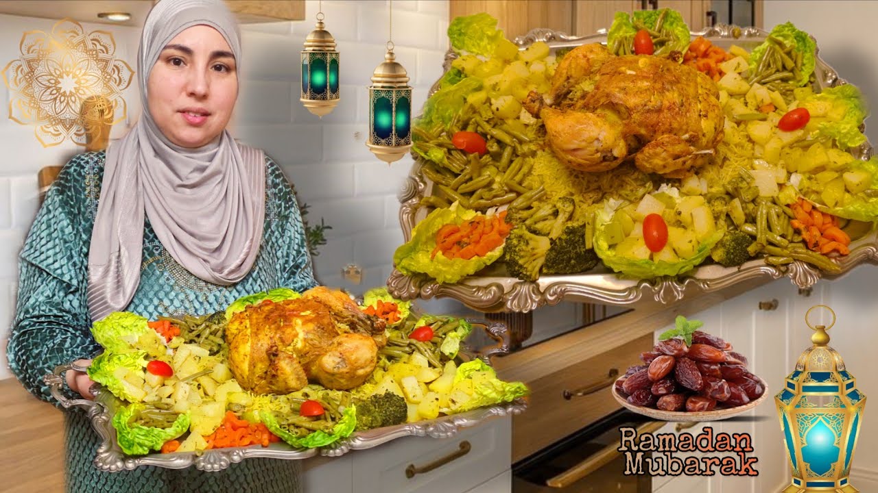 فطور رمضان الدجاج معمر بالشعرية الصينية محمر في الفرن