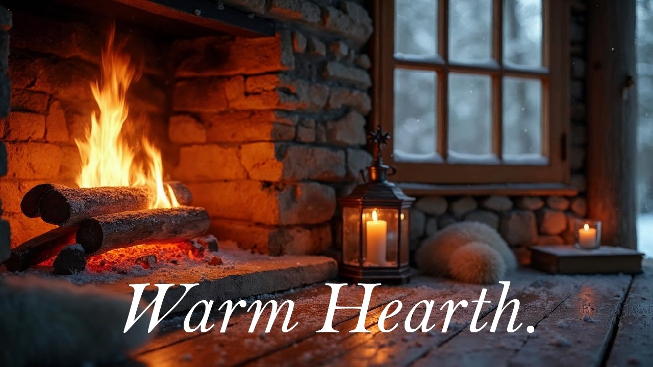 Fireplace Crackling + Ambient Music 🔥 1 Hour Cozy Background for Relaxation & Sleep