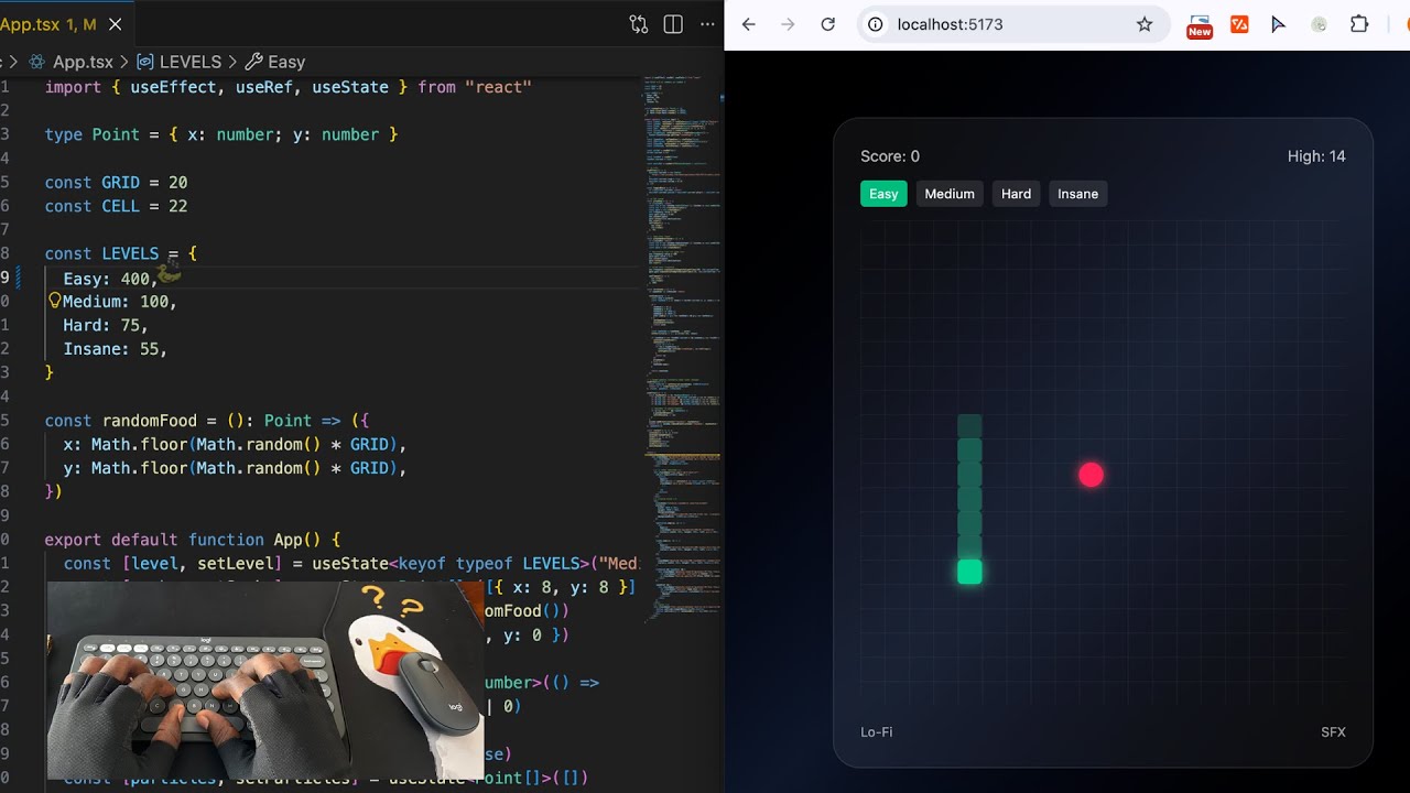 Asmr programming  - Coding a multi-level snake game - No talking