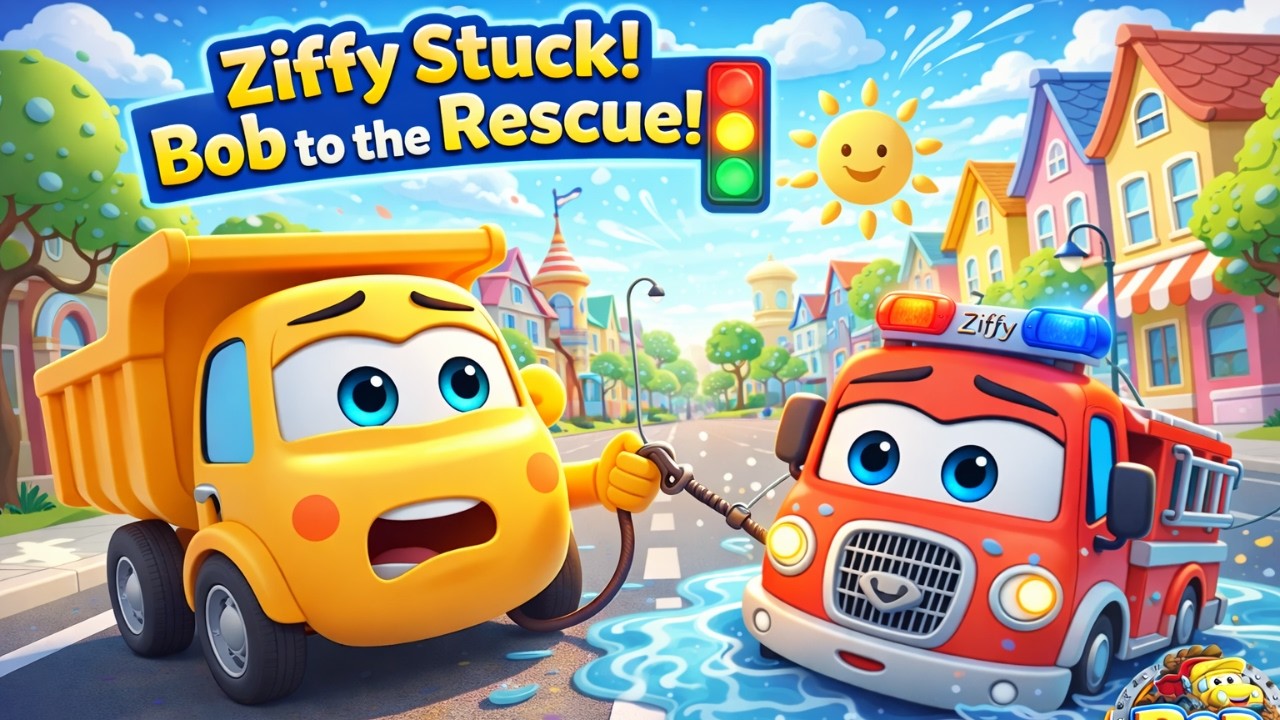 Ziffy the Fire Truck Gets Stuck! 🚒 Bob the Dump Truck to the Rescue | Kids Show