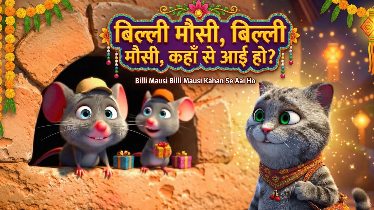 Billi Mausi Billi mausi | बिल्ली मौसी कहाँ कहाँ से आयी हो | Hindi Nursery Rhymes kids song