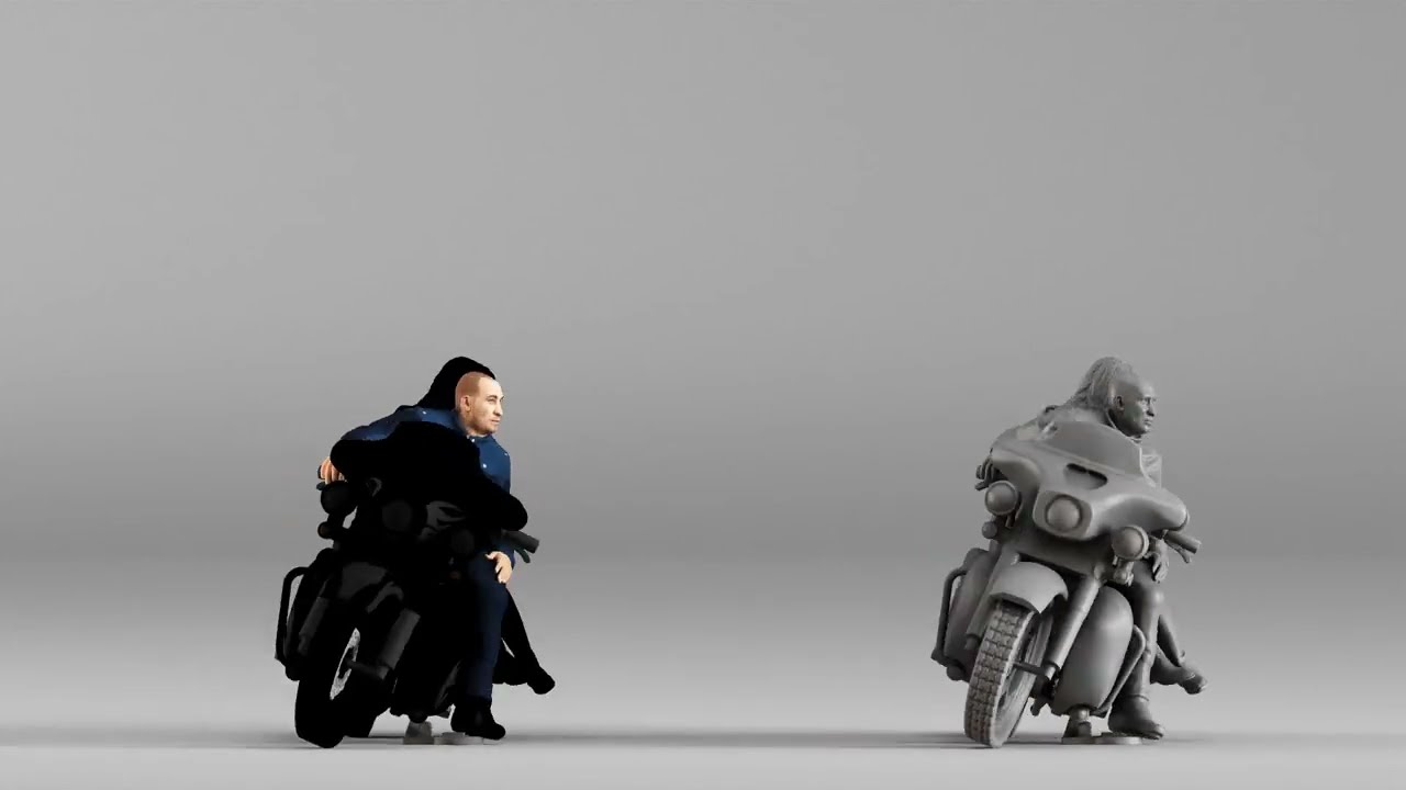 000428 Biker Couple on Motorcycle Character Set 3D Scan
