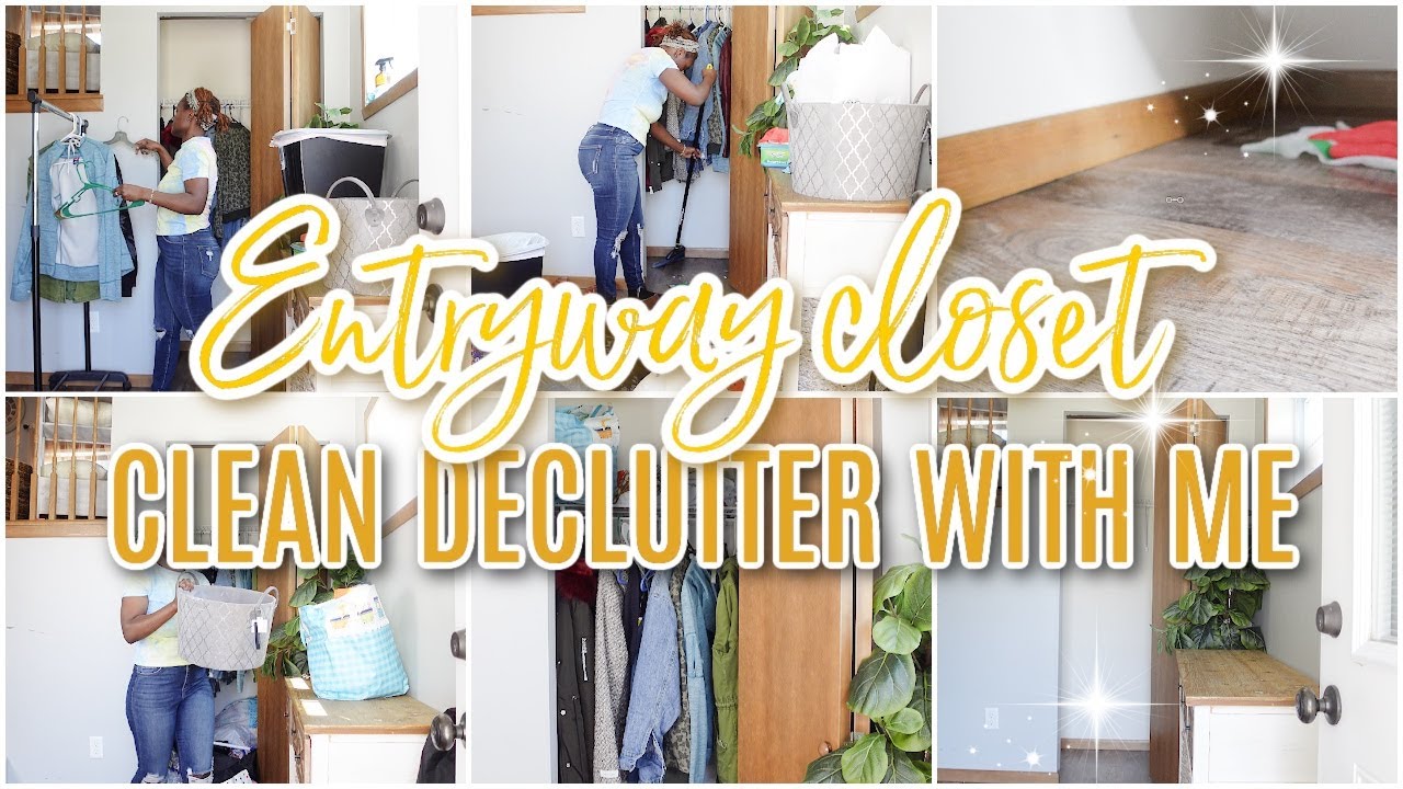 ENTRYWAY CLOSET CLEAN WITH ME || ENTRYWAY CLOSET CLEANING || ENTRYWAY CLOSET CLEAN AND DECLUTTERING