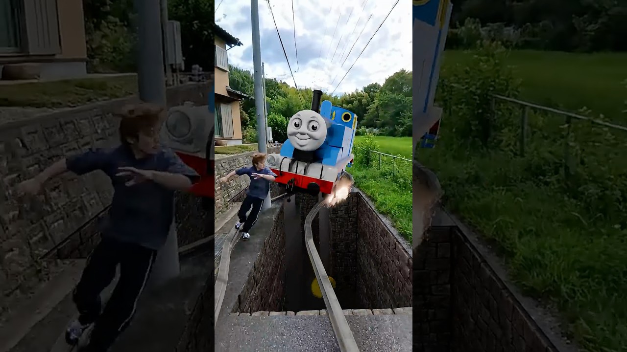 Run away from Thomas!🚂 #shorts #thomasandfriends #ninjawarrior #parkour #sports #viral