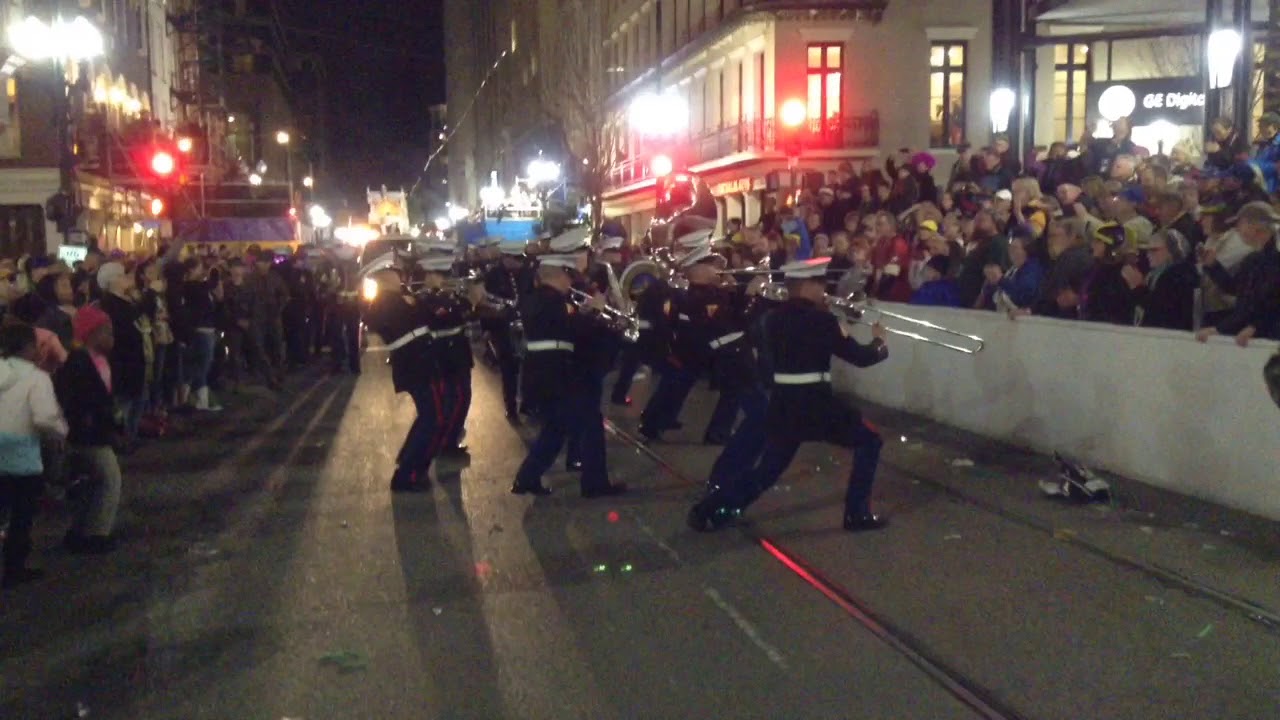 New Orleans Marine Corp Band Breaking It Down Mardi Gras