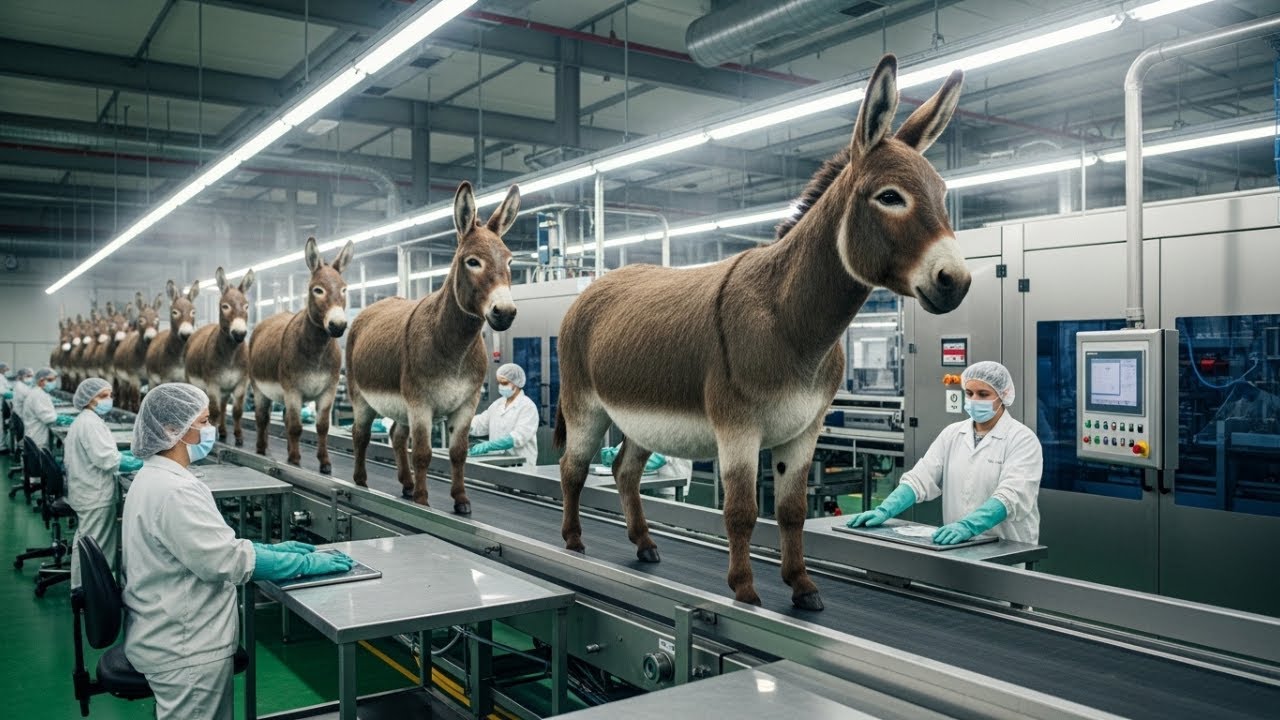 How Donkey 🫏 Hides Are Processed into Exotic Leather | Inside a Large-Scale Factory.