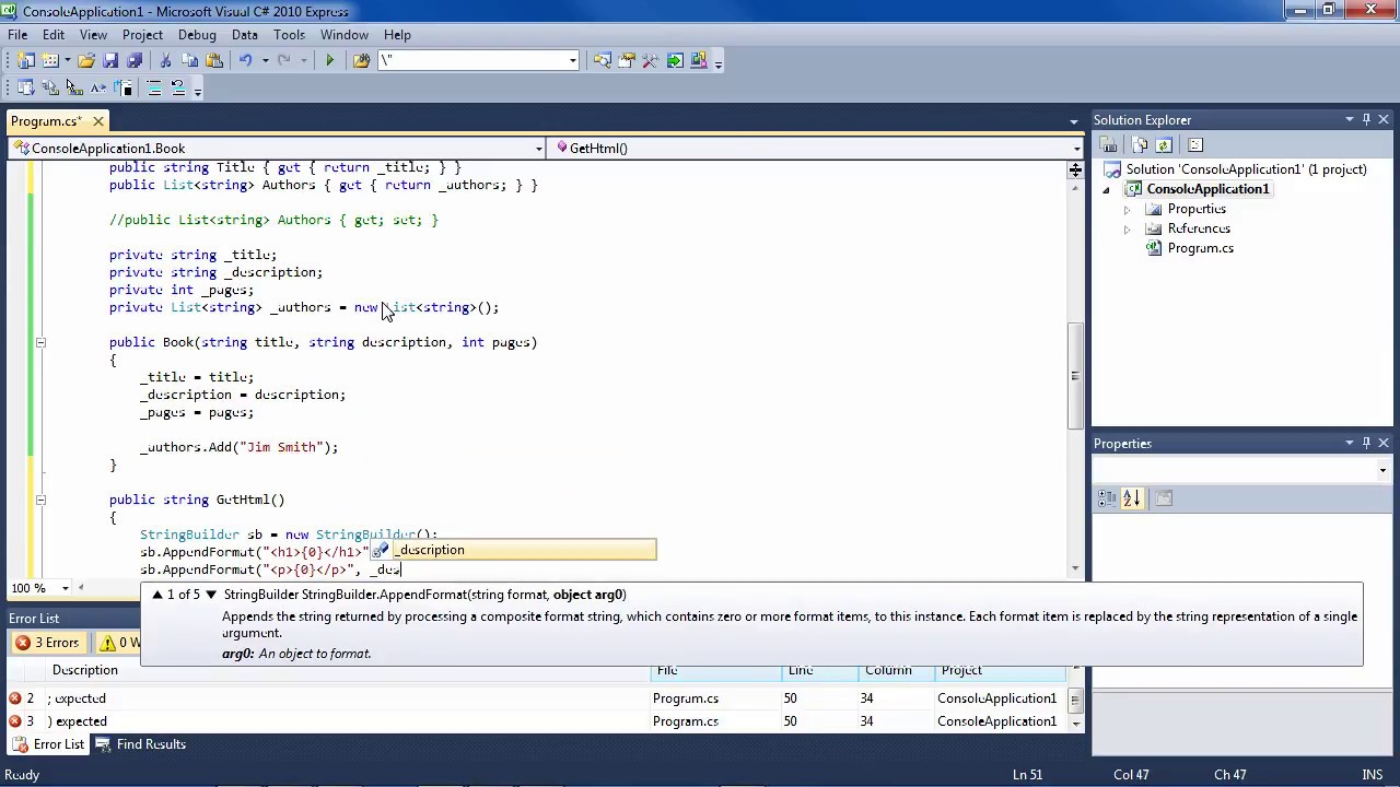 C#: Properties, Methods, and Fields