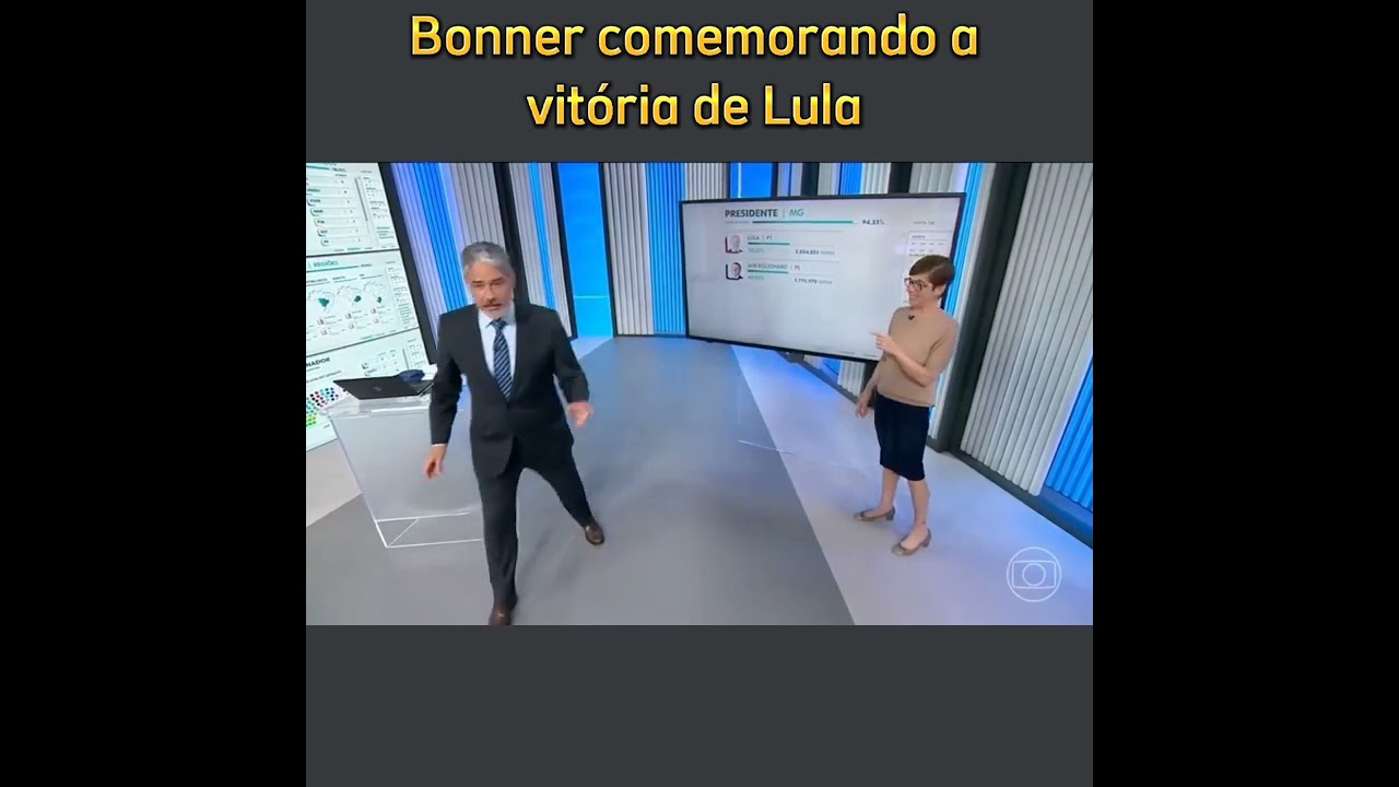 Bonner comemorando a vit&oacute;ria de Lula.
