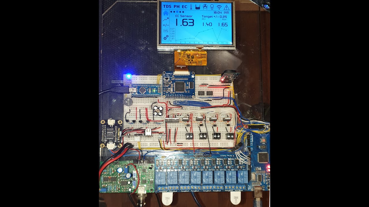 Arduino EC, PH, PPM, Water temperature and height controller V2