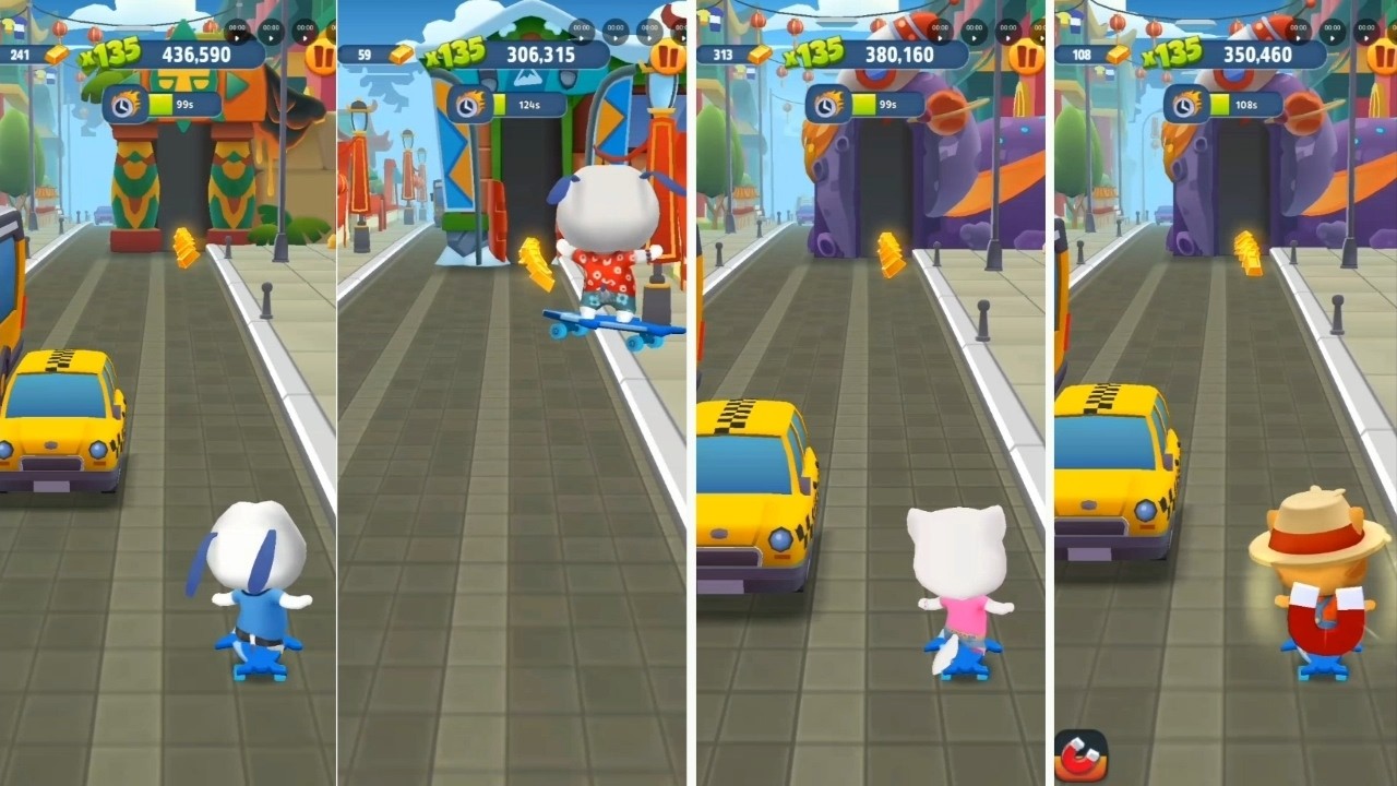 Talking Tom Gold Run: Talking Ben,Talking Angela,Talking Ginger,Talking Hank (Android/iOS) Gameplay