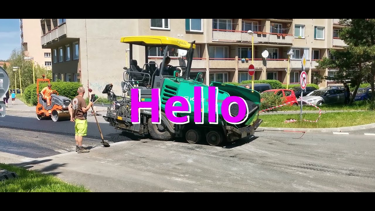 road repair, asphalt paver, truck, video for children 道路维修、沥青摊铺机、卡车、儿童视频