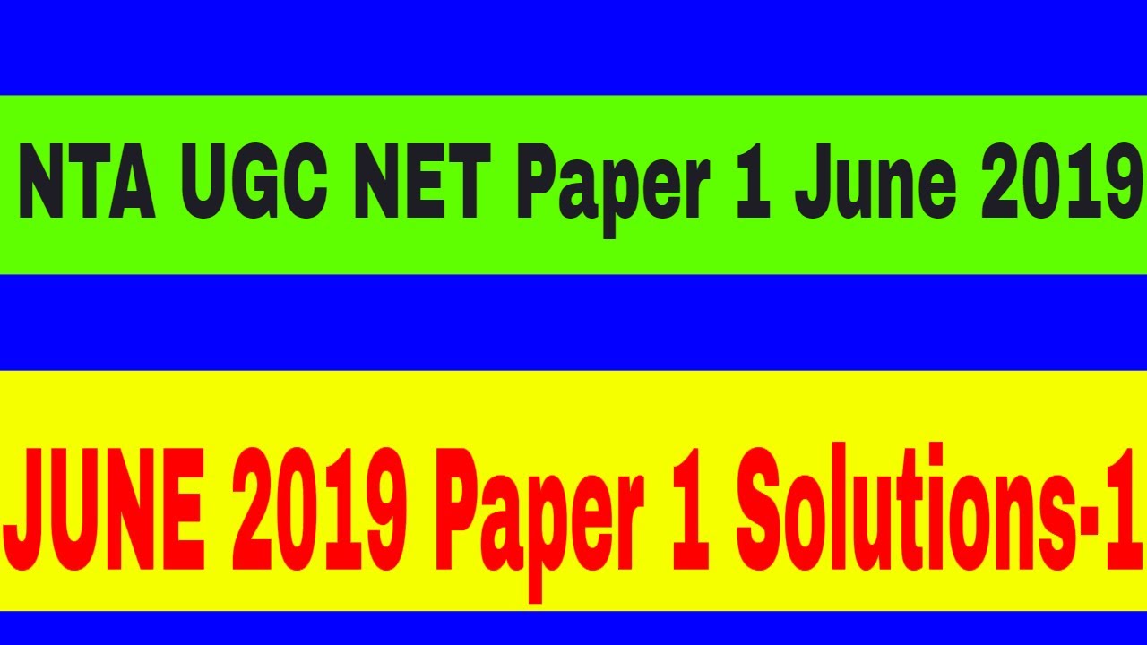 NTA UGC NET Paper 1 June 2019 Solutions -1 || UGC NET || NTA NET