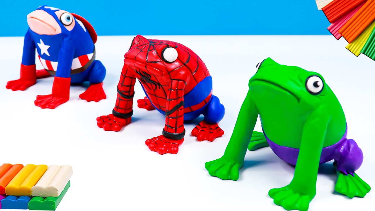 Making Superhero Frog 🐸 mixed Spider-Man x Hulk x Captain America 🔥 Polymer Clay DIY Timelapse