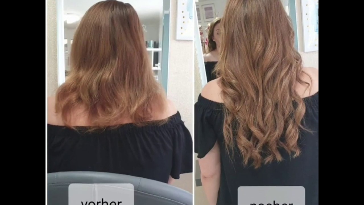 Haarverlängerung, schonende Extension mit Tressen auf Microringe genäht